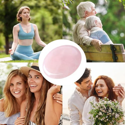 Thumb Worry Stone Rose Quartz Crystals Pink Healing Stones Palm Natural Mental Health Stress Relief Depression Gemstones Reiki Trinket Anxiety Relief Items Mother's Day Gifts for Women - color: Pink-rose Quartz
