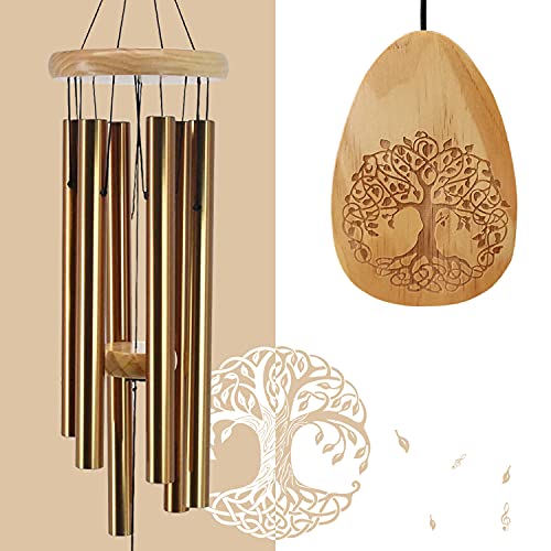 ASTARIN 30 Inch Wind Chimes for Outside, Tree of Life Memorial | Outdoor Wind Chimes for Loved One, Sympathy Memorial Gift for Mother, Tree of Life Design, Bronze Metal Wind Chime - color: Bronze