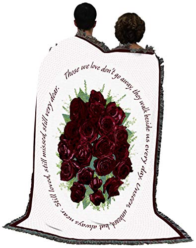 Pure Country Weavers Bundle of Red Roses Blanket - Those We Love Don't Go Away Blanket - Sympathy Bereavement Gift Tapestry Throw Woven from Cotton - Made in the USA (72x54) - color: Red Roses, size: 72" x 54"