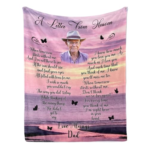 Personalized Memorial Photo Blanket for Loss of Loved one：Made in USA, in Loving Memory Photo Blanket Custom Sympathy Throw Blankets Gift for Loss of Dad Mom Husband Wife - color: Memorial Blanket 17