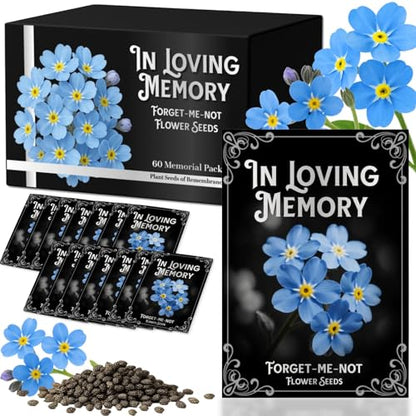 60Pack Forget Me Not Seeds Bulk, Memorial Seed Packets for Funeral Favors - size: 60Pack