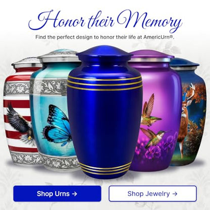 Set of 6 Custom Engraved Cremation Urns for Human Ashes Includes 1 Large Urn with 4 Small Keepsakes & 1 Silver Necklace - Royal Blue - color: Royal Blue Custom Urn Set