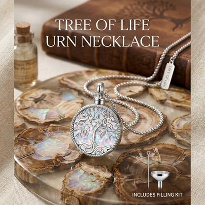 Urn Necklace for Ashes Blue opal Cremation Necklace Keepsake Memory Jewelry for Ashes of Loved Ones Keepsake - style: white opal urn