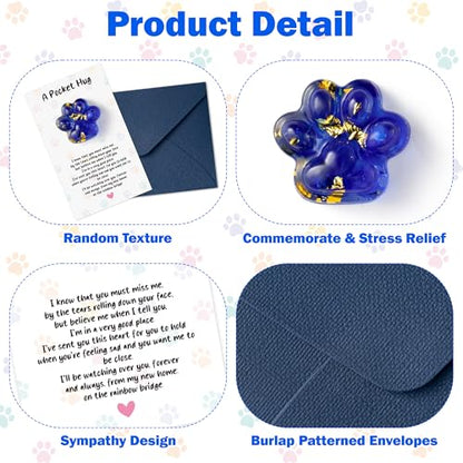 EYxsaxenk Loss of Pet Sympathy Gift Glitter Blue Dog Cat Paw Pocket Hug | 2Pack Loss of dog cat keepsake memorial card & envelope, Remembrance pet sympathy gift for pet lover, Adult stress relief toy - color: 2pcs Blue + I KNOW Card