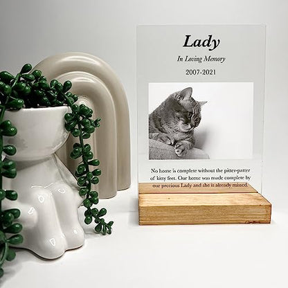 Custom Any Names Words & Picture Personalized Photo Frame Stand Bereavement Gift Sympathy Memorial Decor Sign Funeral in Heart Memory of Loved One Condolence Remembrance Loss Loving Pet Owner Parent Dog Cat