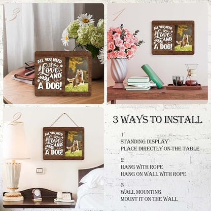 Dog Picture Frame, Cute Pet Wood Photo Frame, Dog Lover Gifts, Sympathy Gifts for Loss of Dog, All You Need Is Love And A Dog Frame, Pet Remembrance Gifts -c05 - style: Dog