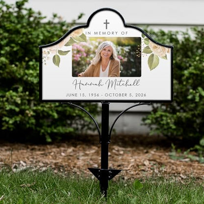 Personalized Memorial Garden Stake with Photo, Sympathy Plaque - color: Photo