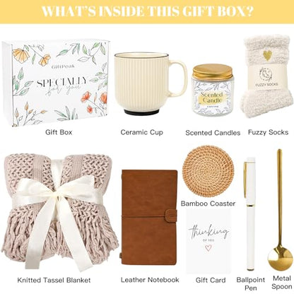 Gifts for Women, Get Well Soon Gifts for Women, Sympathy Care Baskets, Thinking of You Care Package, Self Care Gifts, After Surgery Feel Better Gifts Blanket (Khaki) - color: Khaki