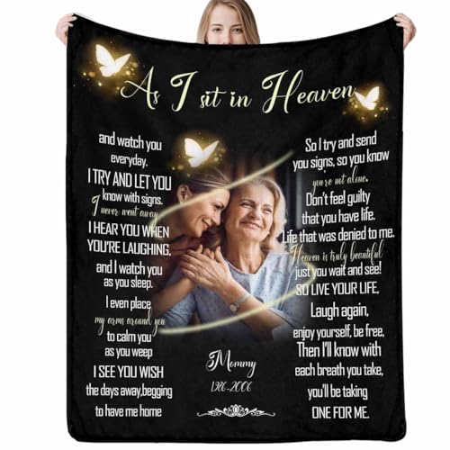 Custom Memorial Blanket with Photos for Loss of Loved One Personalized | Sympathy Gift Personalized Bereavement Blanket for Husband Wife Son Daughter - color: Custom Memorial-002