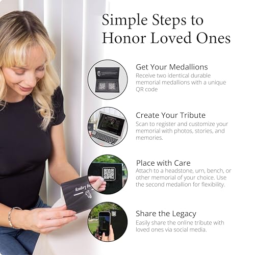 Living Legacy 2-Inch QR Code Memorial Plaque for Headstones and Gravestones - style: Signature