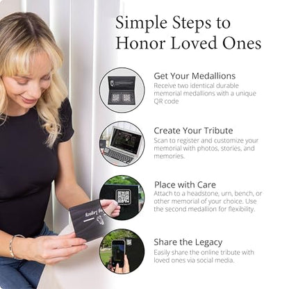 Living Legacy 2-Inch QR Code Memorial Plaque for Headstones and Gravestones - style: Signature