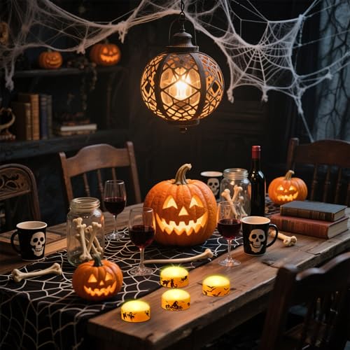 4 Pack Halloween LED Pumpkin Lights with Remote Control and Timer - color: Orange LED Pumpkin Lights 4PCS