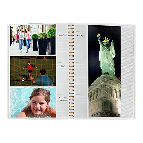 Spiral Bound Photo Album 300 Bi-Directional Memo Pockets Hold 4x6 Photos, White - color: White, size: 300 Pockets 4"x6"