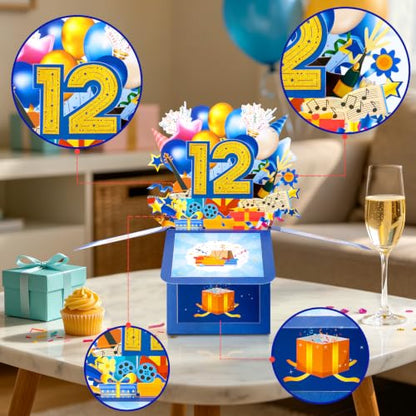 GREETING ART Sweet 12th Birthday Pop Up Birthday Card for Girl Boy - color: 12th