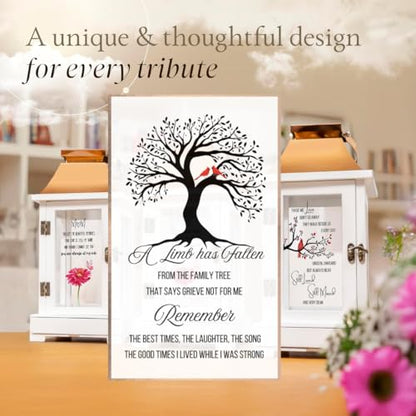 Memorial Lantern with Photo Frame & Keepsake Drawer | Sympathy Gifts for Loss of Loved One, Mom, Dad, Husband, Father | Bereavement Memorial Gifts | LED Candle with Timer | Grief Gifts by STILLWIND - color: Family Tree / Copper