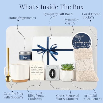 Sympathy Gift Basket for Loss of Loved One, Christian Grief Care Package | Condolence Gift Box for Loss of Mother Father Husband Friend Child Baby, Bereavement Remembrance Gift for Women Men Healing