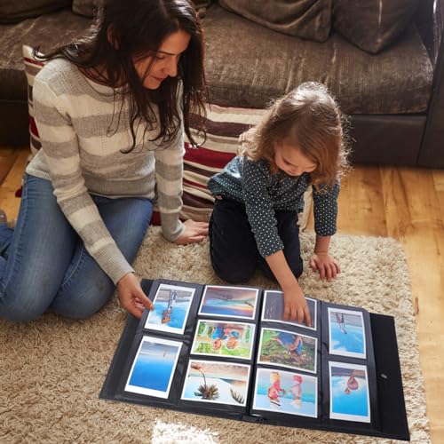 RECUTMS Photo Album 4x6 1000 Pockets Large Leather Family Photo Album Black | Extra Large Capacity, Black Page, Hold 1000 Horizontal and Vertical Photos, Anniversary Wedding Picture Book,DIY Cover Window - color: Black, size: 1000 pockets