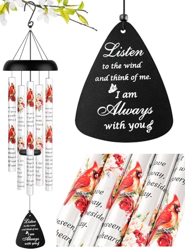 Memorial Wind Chimes Sympathy Gift for Loss of Loved One Mom Dad Cardinal | Bereavement Gifts Condolences Grief Remembrance Funeral Grieving