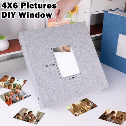 Ruibytree Extra Large Linen Photo Album 4x6 Pictures 1000 Pockets, Grey | Hardcover, Fits Horizontal & Vertical 4x6 Photos, Removable Acid-Free Pages, Front 4x6 Window, for Family, Wedding & Travel - color: Grey