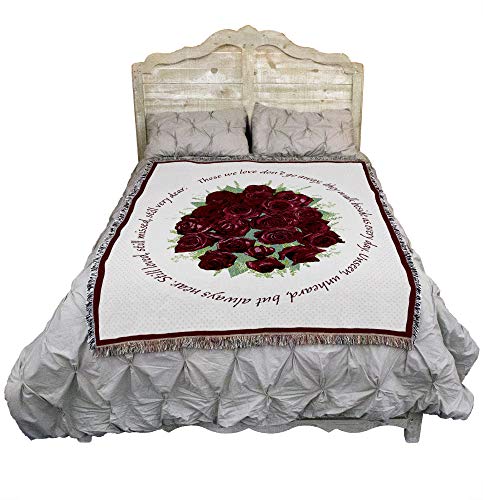 Pure Country Weavers Bundle of Red Roses Blanket - Those We Love Don't Go Away Blanket - Sympathy Bereavement Gift Tapestry Throw Woven from Cotton - Made in the USA (72x54) - color: Red Roses, size: 72" x 54"