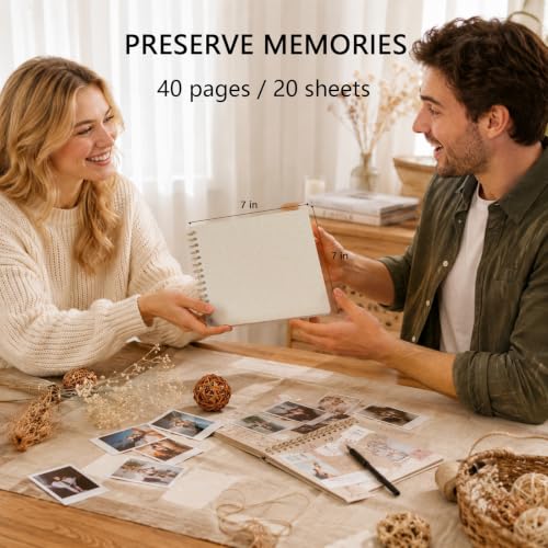 7x7 Inch Scrapbook DIY Photo Album, 20 Sheets (40 Pages), Beige - color: Beige, size: 7 x 7 Inch 20 Sheets