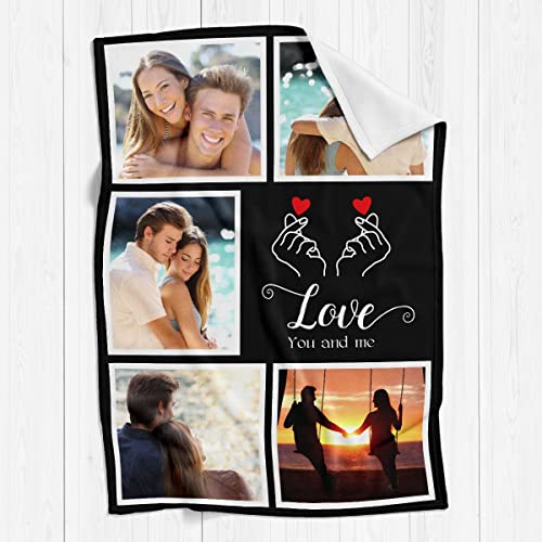 Printwoo Custom Blankets with Photos, Personalized Photo Blankets Using My Own Photo, Personalized Gifts for Boyfriends Girlfriends Dad Mom - color: 5 Photos-2