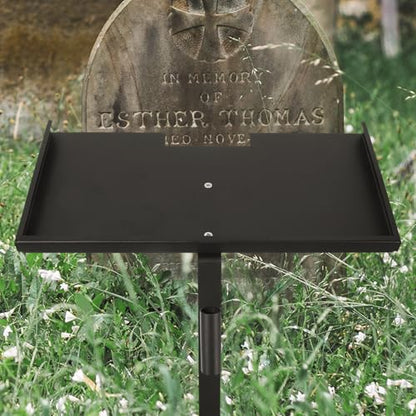 Yardwe Heavy Duty Grave Marker Stand for Cemetery Memorial Plaques Iron Metal Holder for Loved Ones and Pets with Flower Bouquet Tube 12X11 Inch Durable Outdoor Memorial Sign Stake