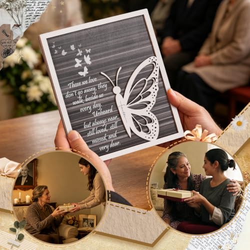 Butterfly Sympathy Gift – Memorial Plaque for Loss of Loved One – Bereavement Gift for Grieving Family, Woman Friends, Her – Remembrance Quote Wood Sign for Funeral, Memorial, Healing Decor - style: Those We Love