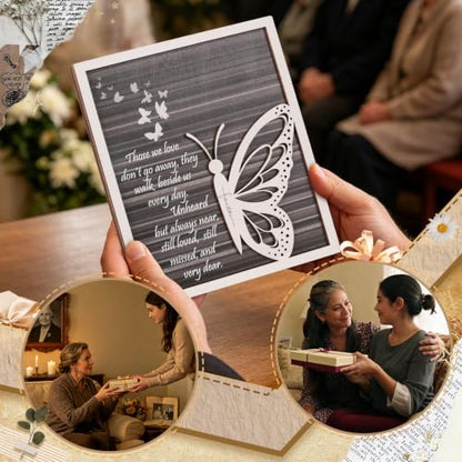 Butterfly Sympathy Gift – Memorial Plaque for Loss of Loved One – Bereavement Gift for Grieving Family, Woman Friends, Her – Remembrance Quote Wood Sign for Funeral, Memorial, Healing Decor - style: Those We Love