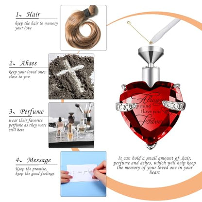 Fumete 5 Pcs Urn Necklaces for Ashes Cremation Jewelry - color: Dark Red