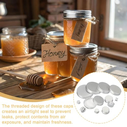 PATIKIL 15mm Metal Round Screw Lids, 36 Pcs Aluminum Mason Jar Lids Screw Top Caps for Lab Home Storage Jars Gallon Jugs Glass Snack Containers Liquid Storage, Silver Tone - size: 15mm