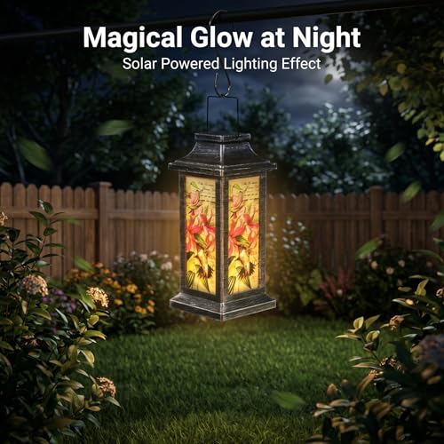 Topadorn Hummingbird Solar Lantern Outdoor Hanging Light - style: Hummingbird