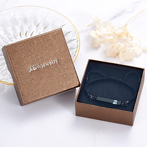 XSMZB Urn Bracelet for Ashes Stainless Steel Crystal Cube Cremation Bangle Locket Memorial Ashes Holder Keepsake for Women Men - color: Black-Light Blue