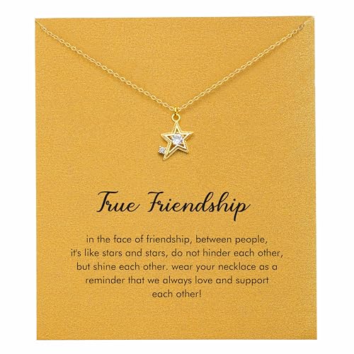 RZKING Golden Necklace for Women, Gifts for Best Friend Sister Mom Daughter - style: Star
