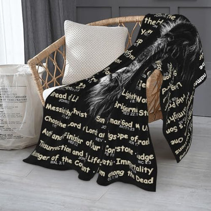 Names of God Gifts Blanket for Women Christian Gifts Faith Bible Religious Gifts Christian Inspirational Blankets Soft Flannel Throw Blanket 50"X40" - color: Lion, size: 50"x40"