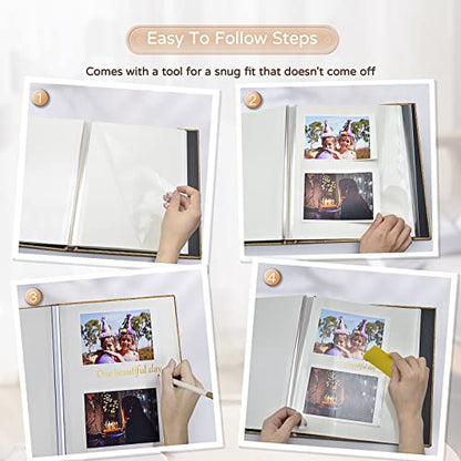 Popotop Large Photo Album Self Adhesive 4x6 5x7 8x10 Scrapbook Album DIY Picture Book,Gifts for Mom,Family Baby and Wedding,with Metal Pen and Plastic Board - color: Dark khaki, size: 11.5"x10.6"40pages