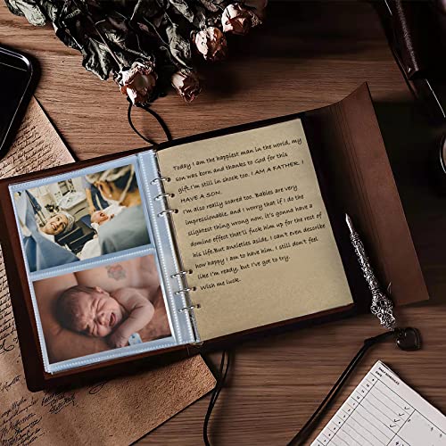 Photo Album 4x6 160 Photos, Leather Photo Albums with Writing Space With 30 Writing Paper, Travel Family Wedding Kids Graduation Ultrasound Baby Picture Album Scrapbook Photo Album - color: Camera