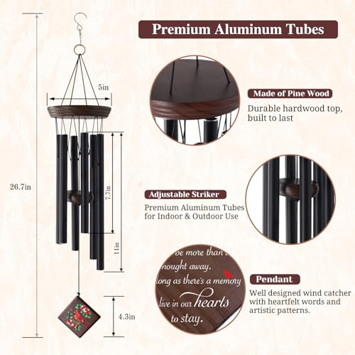 Memorial Wind Chimes for Outside, Sympathy Gift for Loss of Loved One | Cardinal Wind Chimes for Mom Dad, Sympathy Bereavement Condolence Gift - size: Cardinal