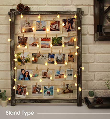 J JACKCUBE DESIGN Photo Wall Display Picture Collage Frame Board for Multi Photo Display Wall Decor with 35 Clips Rustic Wood - MK562B