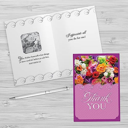 Faithfully Yours Designer Greetings Inspirational Thank You Boxed Card | Biblical Scripture Verse, Faith Based Sentiment, Boxed Card Set, Matching Envelopes