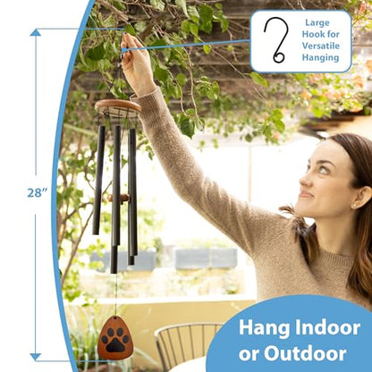 Dog Memorial Wind Chime 28" with Comforting Pet Loss eBook- Pet Memorial Gifts-Loss of Dog Sympathy Gift-Dogs Wind Chimes, Remembrance Gift - color: Brown Teardrop