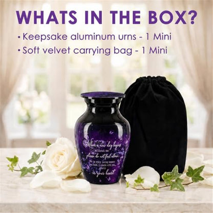 Emvency Urn for Ashes, Mini Metal, Keepsake Sharing Urns, Purple - color: Purple Butterfly