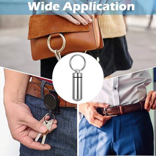 6 Pack Silver Cylinder Urn Keychains for Ashes, Waterproof Memorial Vial Keepsake Jewelry for Human or Pet Cremation Ashes, Hair, or Tiny Mementos, Secure Screw-Top Mini Ash Holders