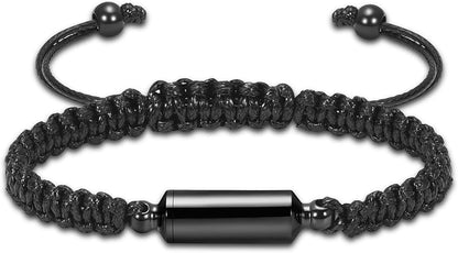 Oinsi Lava Rock Bracelet With Tube Memorial Urn Jewelry For Ashes Of Loved Ones Keepsake Cremation Bracelet Women Men Adjustable Length - color: Black (Rope)