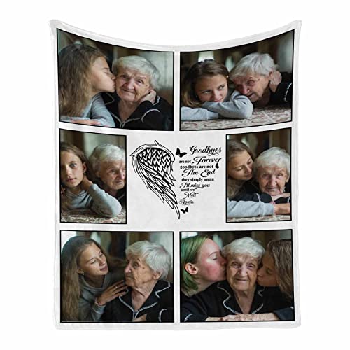 InterestPrint Personalized Sympathy Throws Blankets Gifts in Loving Memory of Loved one - Custom Bereavement Memorial Gifts for Loss of Grandma, Angel Wings Remembrance Gift - color: Multi X43, size: 30 x 40 Inches