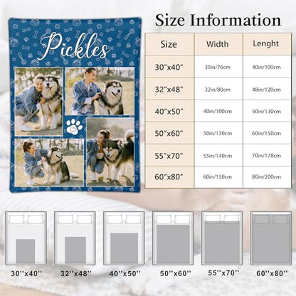 Ship Next Day, Personalized Dog Memorial Gifts, Custom Pet Blanket with Picture Name, Customized Pet Memorial Blanket with Photos, Loss of Pet Sympathy Gift, Dog Passing Away Bereavement Gifts - color: Dog Blanket 4