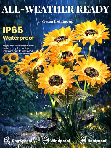 GIGALUMI Solar Sunflower Decor, 2 Pack LED Sunflower Gifts for Women - size: Set of 2