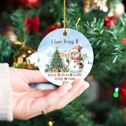 I Love Being A Mimi Snowman Ornament, Personalized Grandmother Christmas 2025, Custom Xmas With Grandkids Name, Gift for Grandma Nana From Grandchild - color: I Love Being a Mimi Ornament