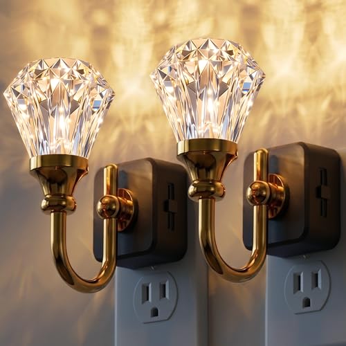 L LOHAS LED Night Lights Plug into Wall, 3000K Soft Warm Night Light | 2 Pack Decor Floral Night Lights,Auto Sensor,0-100LM Adjustable,Rotatable Plug in Nightlight for Bedroom,Nursery,Hallway,Gift - color: Flower Diamond -3000K, size: 2 Pack