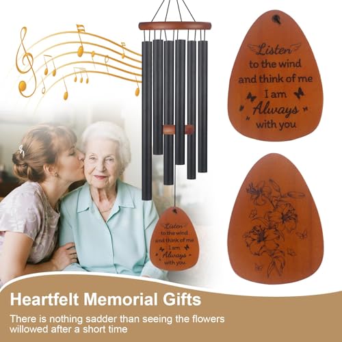 32" Memorial Wind Chimes for Loss of Loved One Sympathy Gifts with Condolence Card, Weatherproof Aluminum Outdoor Windchimes for Garden Patio Porch, Bereavement Remembrance Gift for Friend